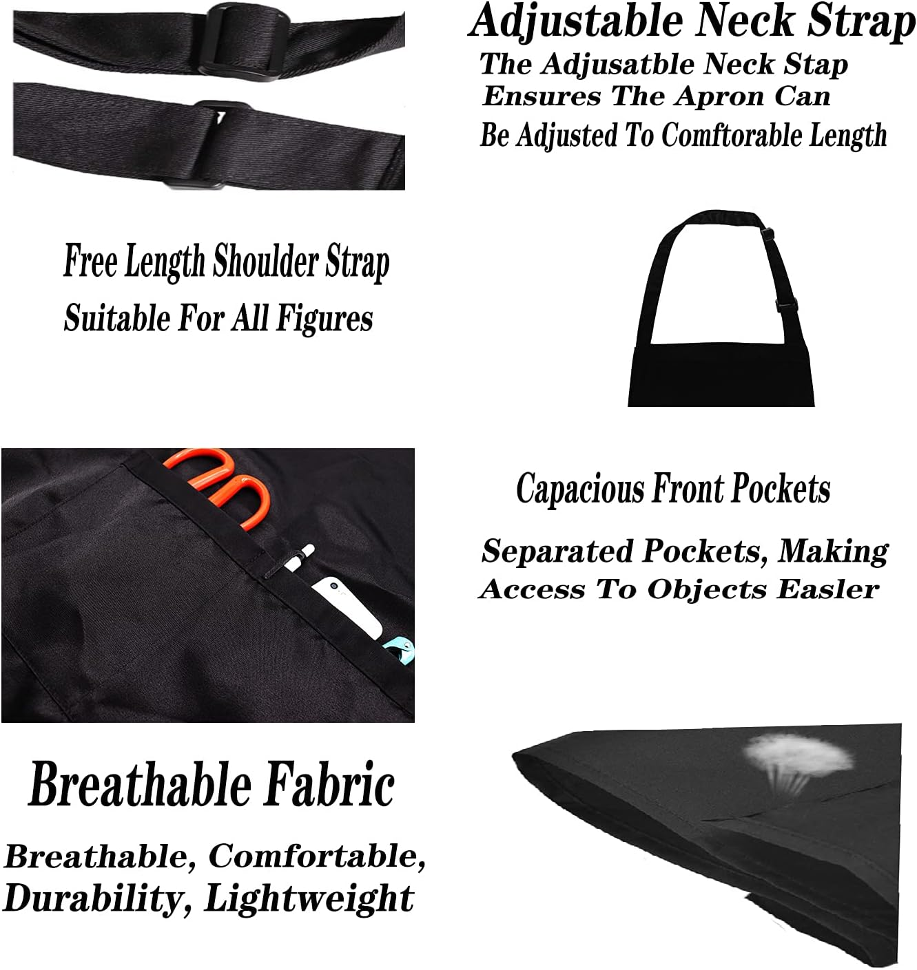 POTALKFREE Funny Aprons for Women with 2 Pockets, Queen of the Kitchen, Adjustable Bib Water Resistant Cooking Chef Apron, Gifts for Mom, Wife, Friends, Queen of the Kitchen Black, 27" W X 29" L image number 1