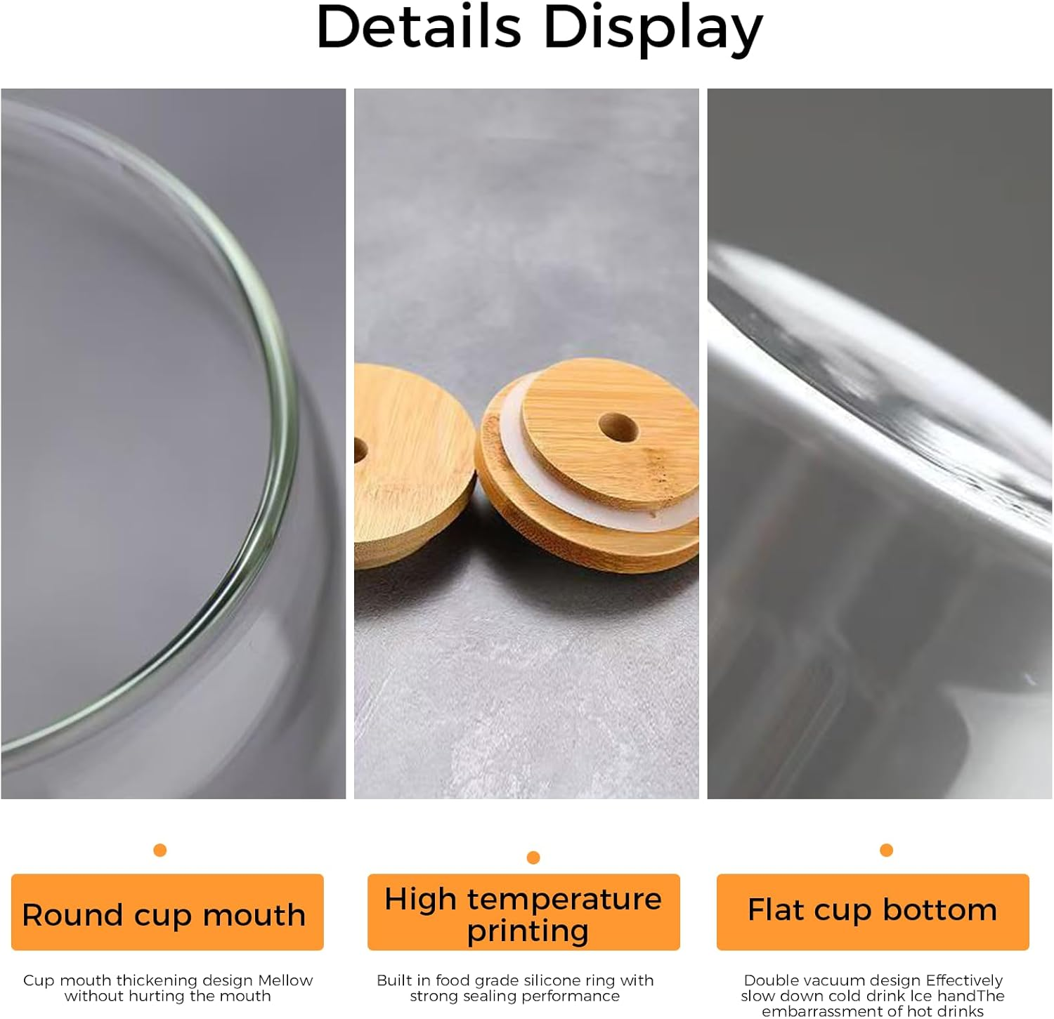 2Pcs Cup with Straw, Drinking Glasses with Bamboo Lids and Glass Straw, 17 Oz Can Shaped Glass, Smoothie Cup, Ideal for Drinks, Coffee, Cocktails, Whiskey image number 1