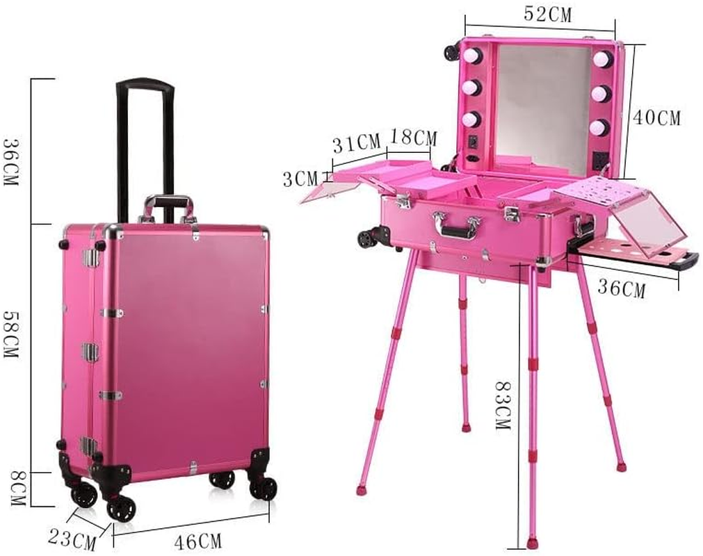 Cosmetic Cases Makeup Artist Suitcase Aluminum Travel Beauty Nail Suitcase with Mirror Light Makeup Trolley Tool Case Suitcase /1465 image number 1