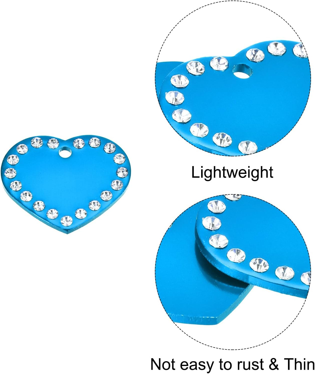 Uxcell Metal Heart Tags Stamping,Light Blue Blank Dog Tags DIY Engraving Blank Tags Aluminium for Pet Dog ID Tags,Pendant Decoration,Craft Tags,Pack of 5 image number 5