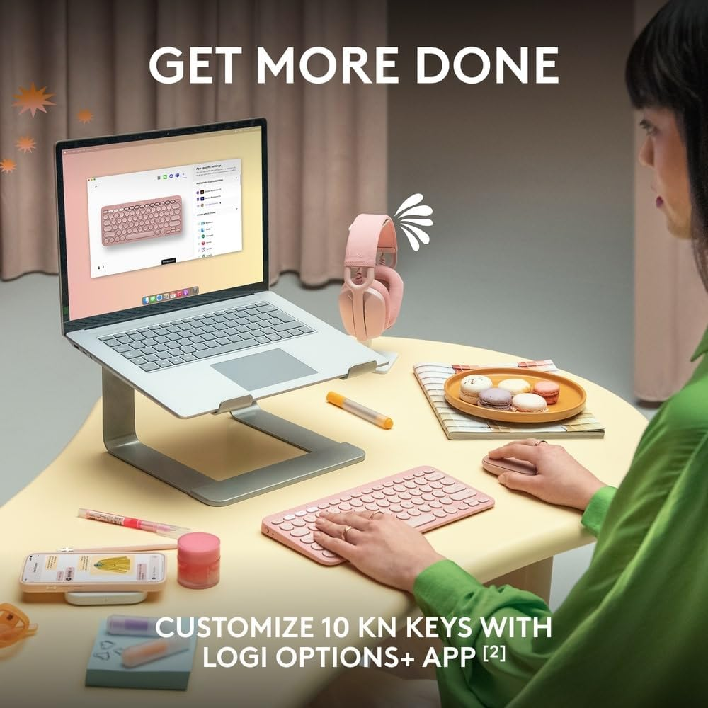 Logitech Pebble Keys 2 K380S, Multi-Device Bluetooth Wireless Keyboard with Customisable Shortcuts, Slim and Portable, Easy-Switch for Windows, Macos, Ipados, Android, Chrome OS - Tonal Graphite - Tonal Off-White image number 3