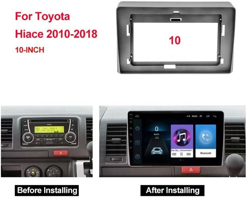 Yuyue Electronic Car Fascia Replacement Compatible with Toyota Hiace 2010-2018 Video Panel Player 10.1 Inch 2 Din Frame Dashboard Mount Kit image number 1