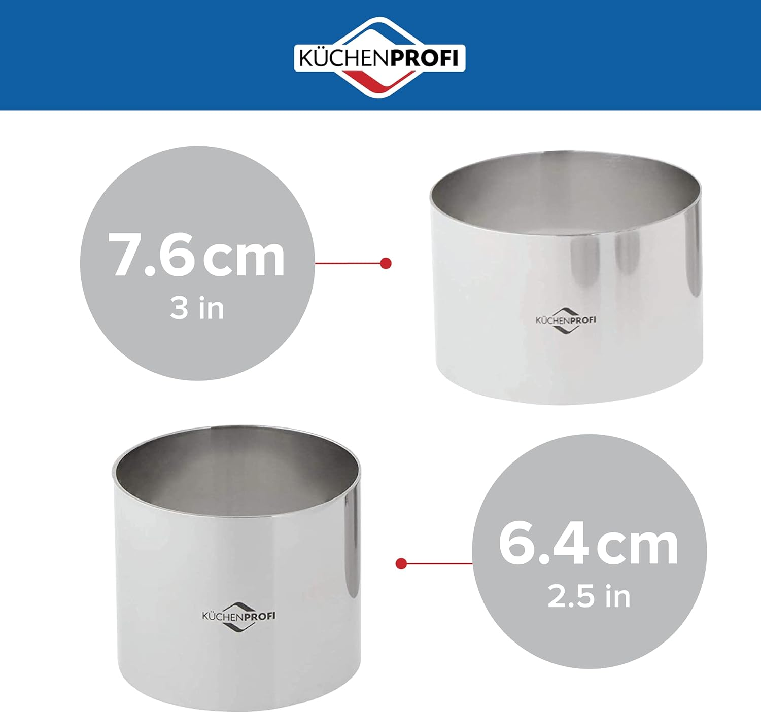 Kuchenprofi K0905002804 Prep/Plating/Forming Rings, Set of 4, 2.5"/3" image number 6