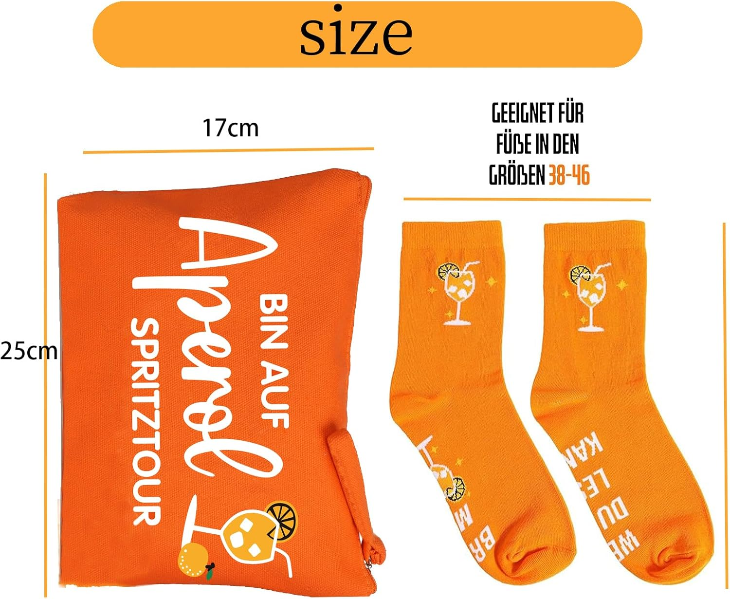 Boluoboluomi Aperol Gift, Aperol Travel Bags, Cosmetic Bag + Sock Set, Funny Birthday Gifts for Men and Women, Make up Bag, Travel Makeup Bag image number 4