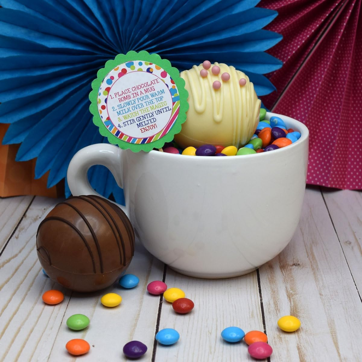 You'Re the Bomb Colorful Polka Dots Hot Cocoa Bomb Sticker Labels, Total of 40 2" Circle Stickers (20 Sets of 2) by Amandacreation image number 2