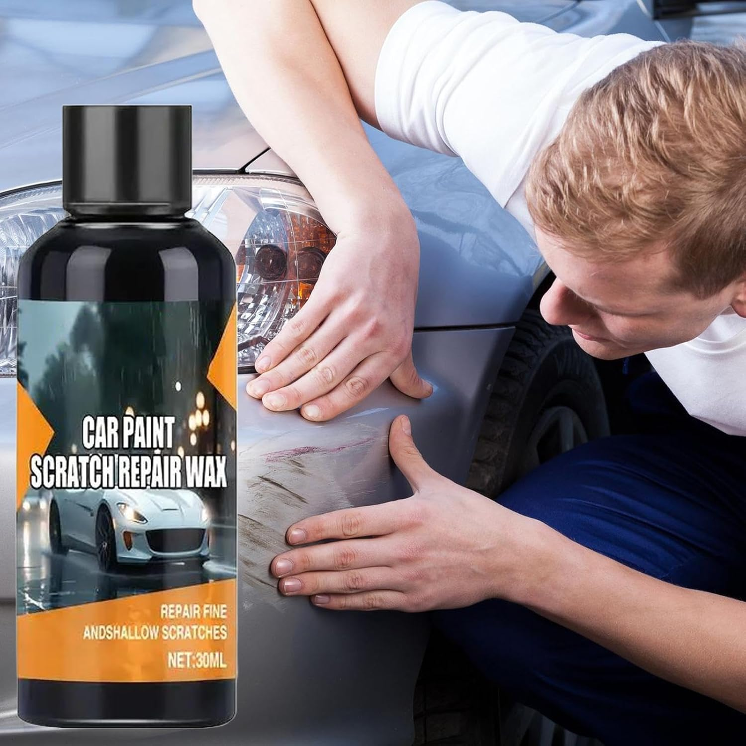 Ylnailky Car Scratch Remover, Scratch Repair and Swirl Remover with Sponge, 30Ml Automotive Waxing Compound Paste for Truck SUV Boat Sedan Motorcycle Auto image number 1