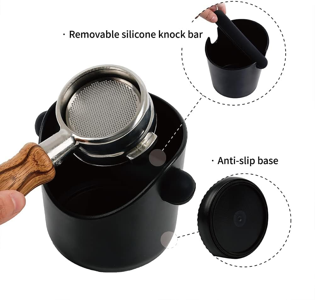 Espresso Knock Box,Watchget Coffee Knock Box with Durable Knock Bar Space-Saving Coffee Ground Bin Non-Slip Base, Small Espresso Dump Bin image number 3