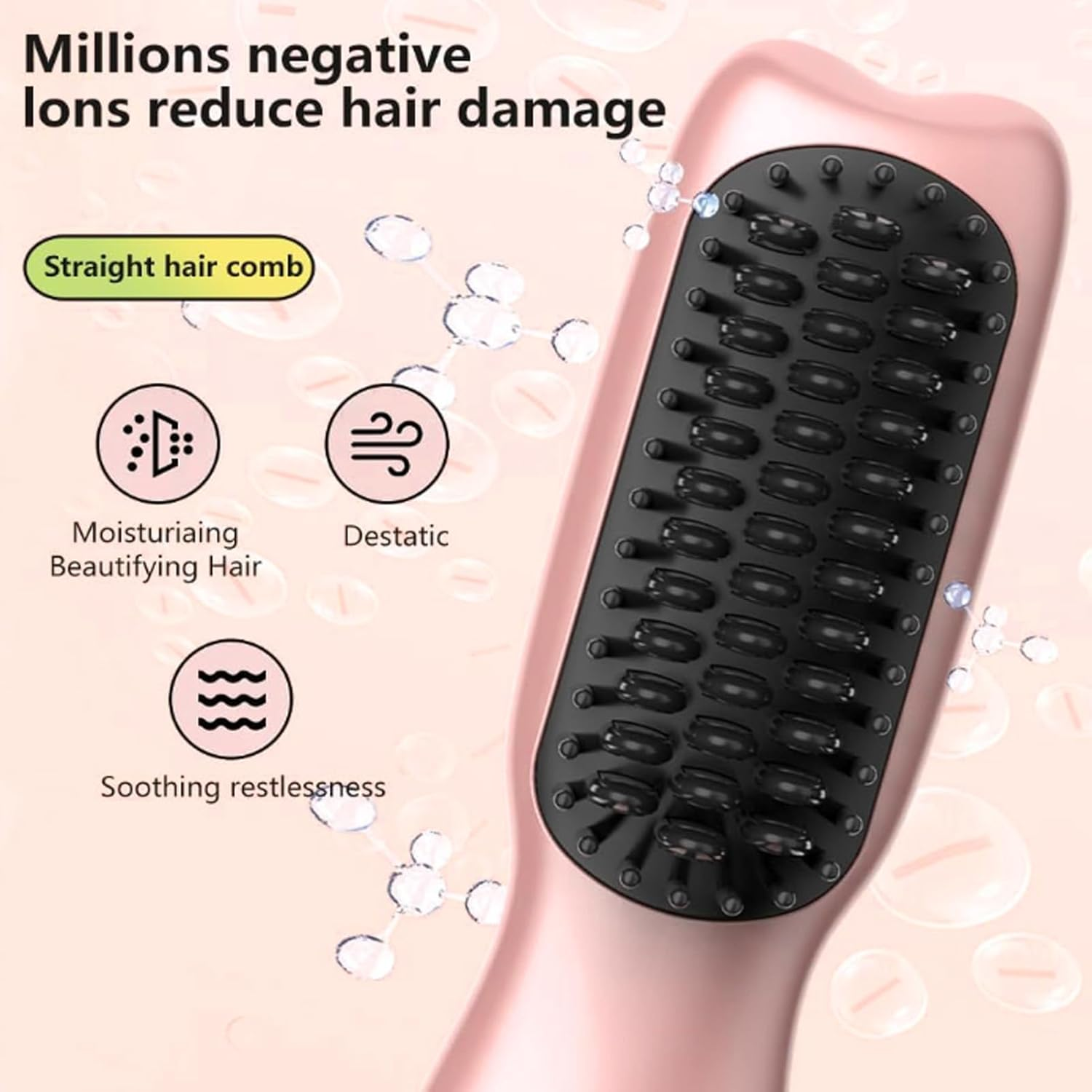 Yosoo Cordless Hair Straightener Comb with Fast Heating, 11 Temperature Adjustment, Portable Antiscald Straightening Brush for Different Hair Types image number 2