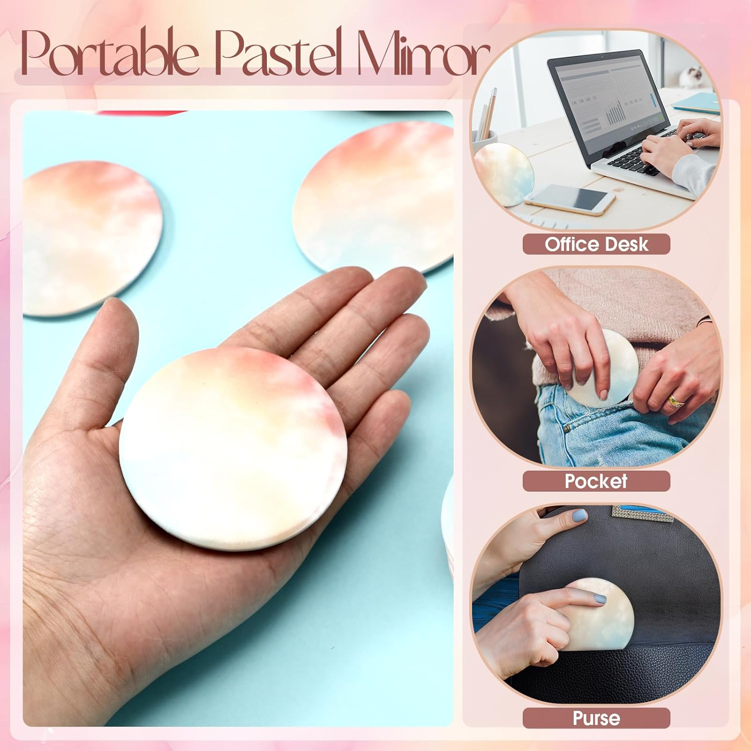 Teenyyou 30 Pcs Small round Mirrors Bulk Party Favors 2.75 Inch Pastel Compact Mirror Gifts for Women Birthday Office Gifts Portable Purse Mirrors Games Prizes