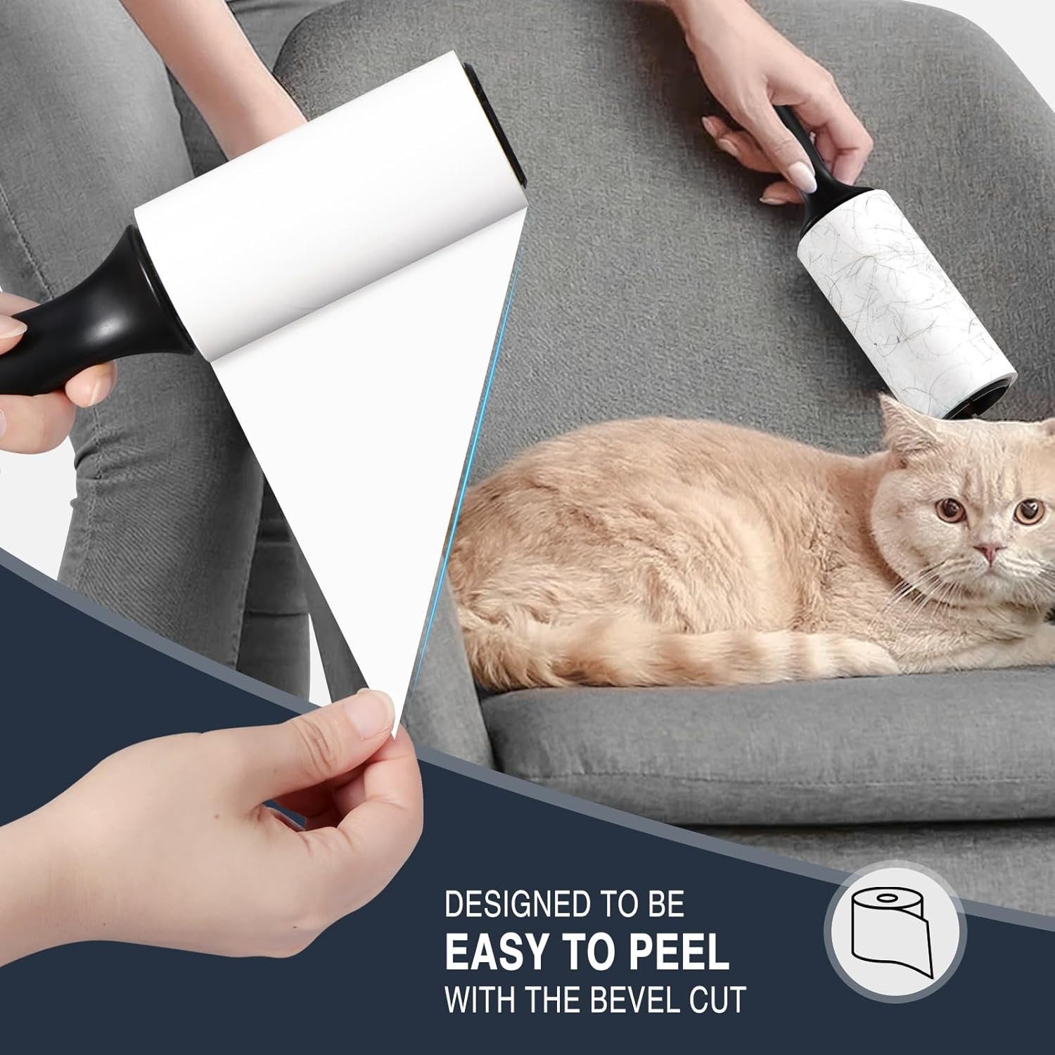 Vinabo Animal Hair Roller, Lint Brush, Animal Hair Remover Roller, 6 Rolls + 1 Handle Roller 360 Sheets Total Stick Mega Value Set, Lint Roller for Clothes, Hair, Dog Hair, Cat Hair