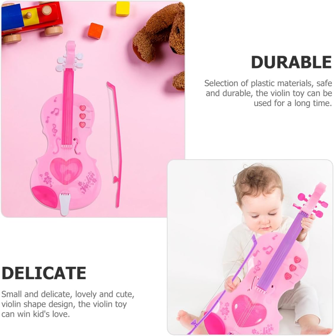 Vaguelly Violin Musical Toy for Kids Children Violin Musical Instrument Beginner Toy Set Random Color image number 1
