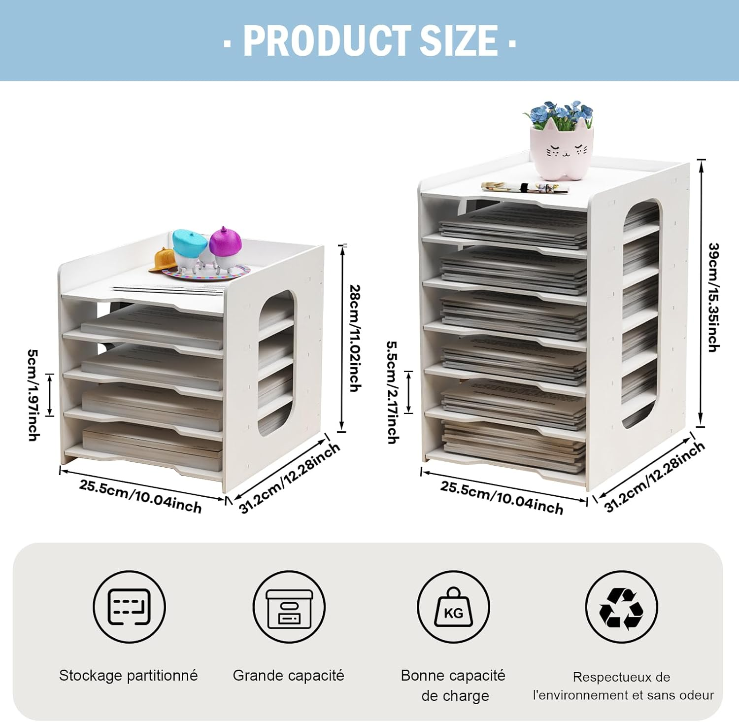 Desk Organizer with 7 Layers Multifunctional Document Organizer Large Capacity Office Supplies Home Decoration for Office and Home (White) image number 2