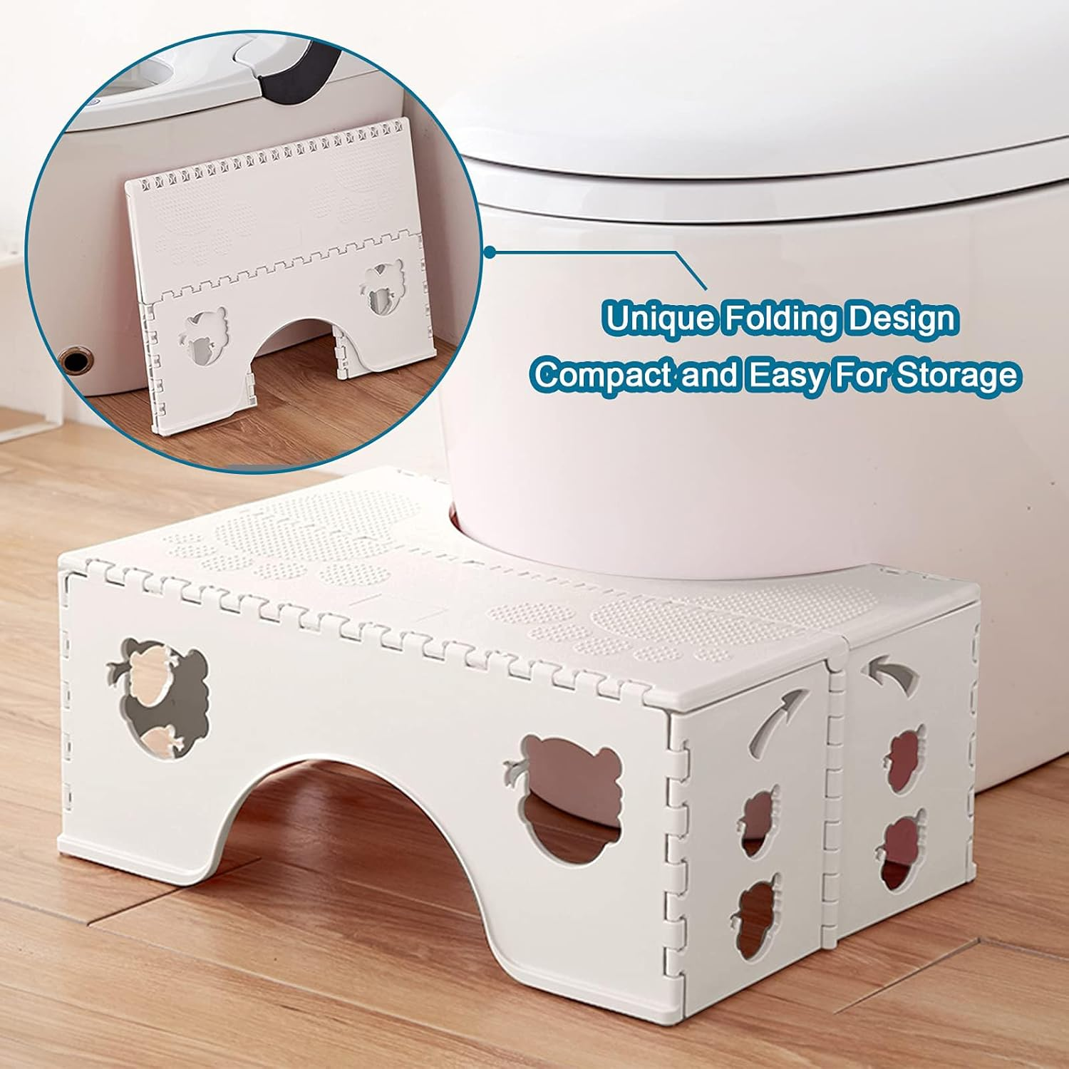 Foldable Toilet Stool Poop Stool for Adults & Kids, Bathroom Foot Stool with Anti-Slip Surface, Sturdy Plastic Design, Improves Squatting Posture for Constipation Relief image number 3
