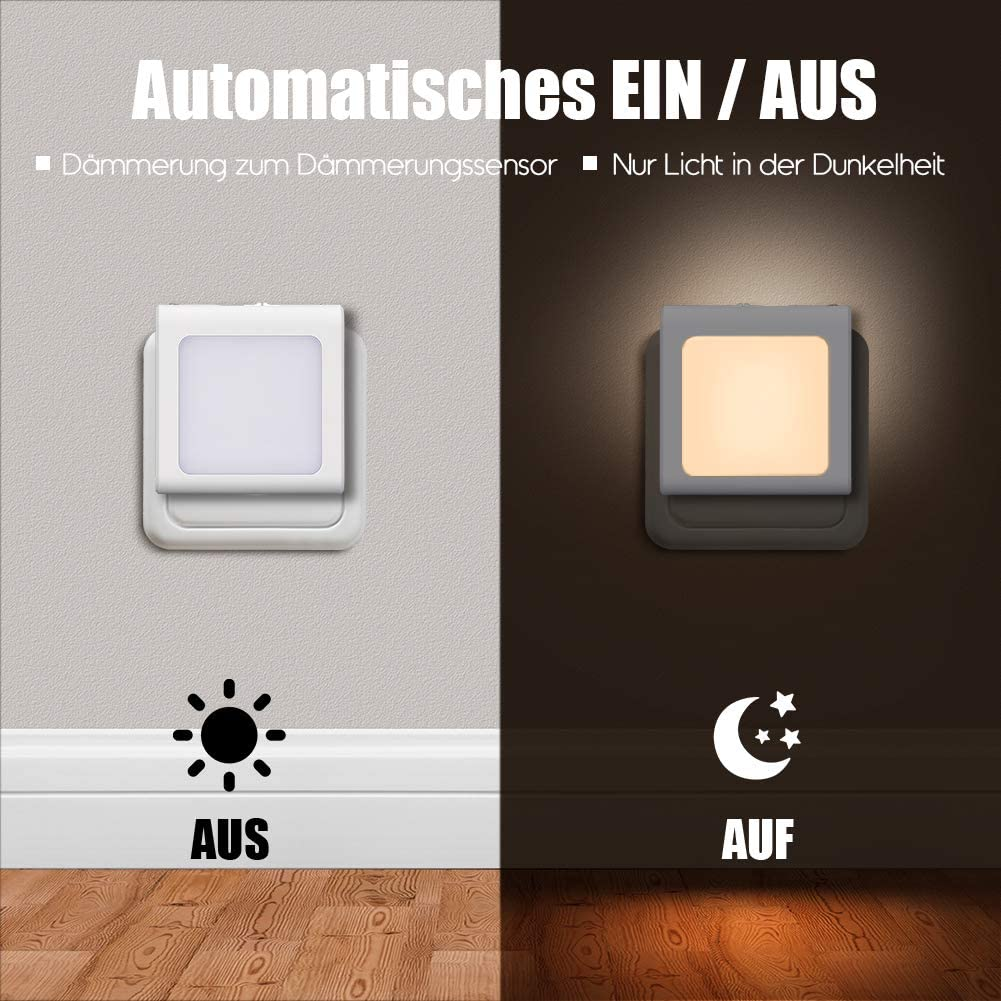 Emotionlite Night Light Socket with Twilight Sensor, Pack of 2 Brightness Freely Adjustable Very Good for Children'S Room, Staircase, Bedroom, Kitchen, Orientation Light, Warm White image number 5