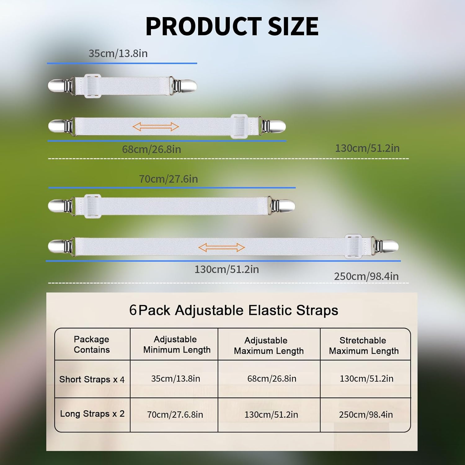 Table Cloth Holder Clips Hidden Strap 6 Pack, Adjustable Elasticity Picnic Tablecloth Clip Indoor Outdoor Large Clamp for Thick Tables Bench Cover Party Restaurant Camping RV Essential Accessories image number 1