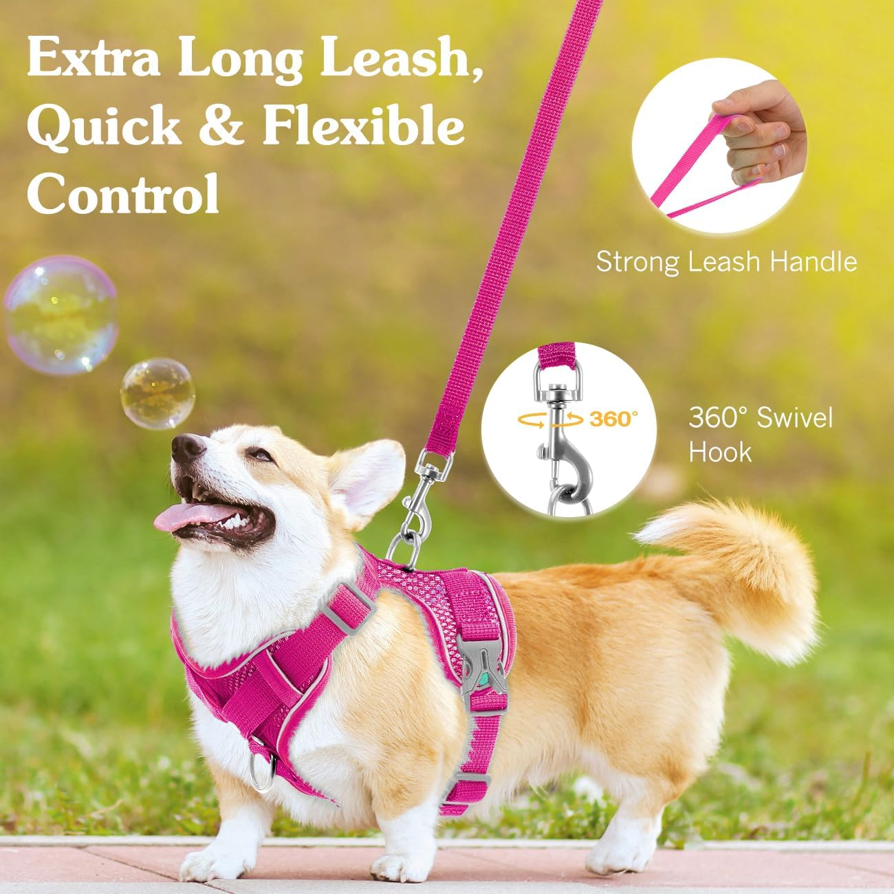 Vavopaw Cat Harness and Lead Set for Walks, Escape Proof Kitten Vest Harness with Reflective Strip, Adjustable Pet Safety Vest for Cats, Puppies, L, Magenta image number 5