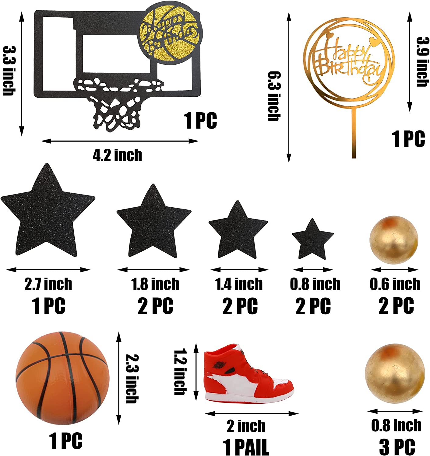 16 PCS Basketball Cake Toppers, Theme Cake Decoration for Boy Birthday Party Supplies image number 1