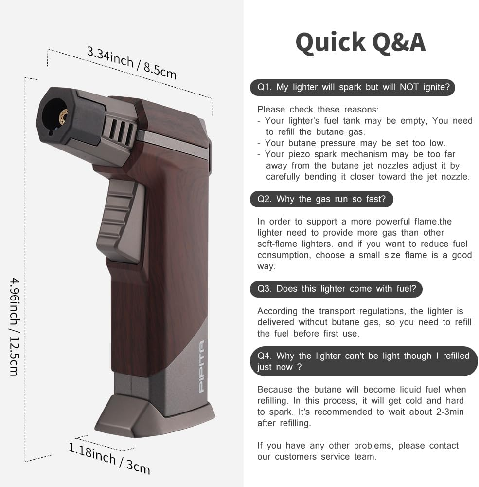Kitchen Blow Torch for Cooking & Diy,Soldering Torch Lighter with Safety Lock and Adjustable Flame Refillable Butane Gas Lighter for Creme Brulee, Welding, Industrial (Butane Not Included) image number 3