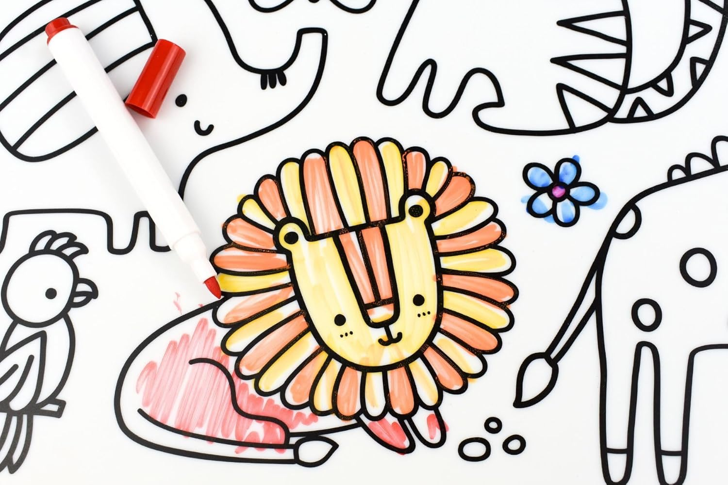 Koala Dream - CA3030B Reusable Silicone Drawing Mat-Jungle Animals- with 12 Washable Markers Perfect for Travel. image number 6