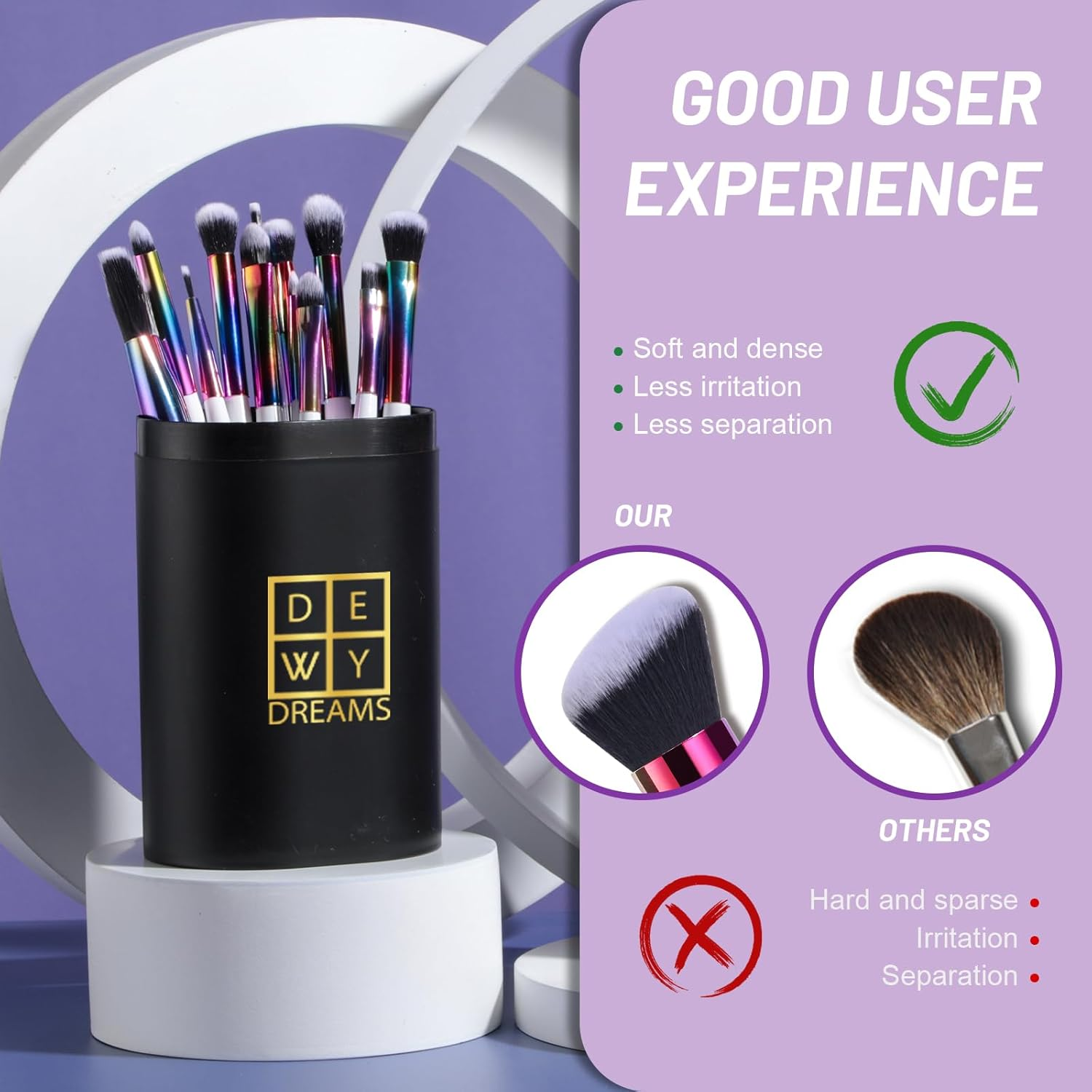 DEWYDREAMS Makeup Brush Set 18 Pcs Premium Synthetic Foundation Powder Concealers Eye Shadows Blush Makeup Brushes with Black Case image number 5