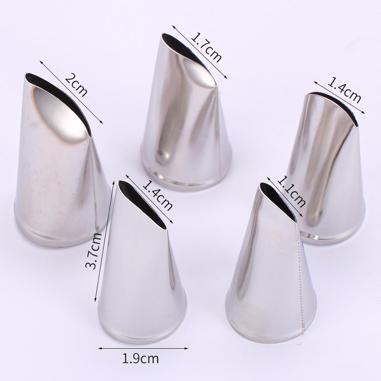 Wishesmar 5 Piece Petal Piping Nozzles Set for Cake Decoration - Quality Stainless Steel Nozzles - Ideal Nozzles for Cupcakes, Cakes, Cookies, Biscuits, Pastries image number 6