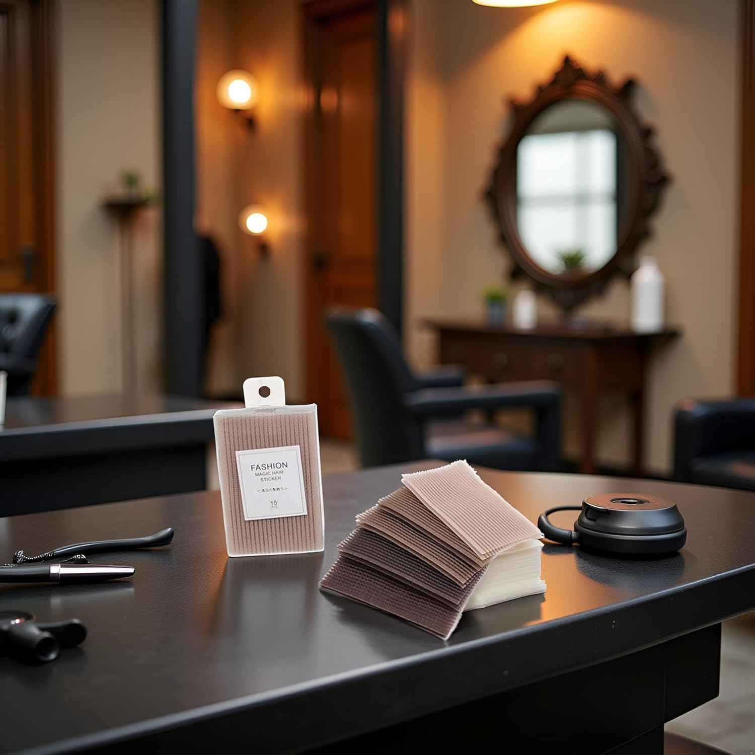 10 Pcs Coffee Bangs Posts, Square Plastic Paste Hair Pads, Easy-To-Use Hair Styling Tools and Grippers for Barbers, Hair Accessories image number 3