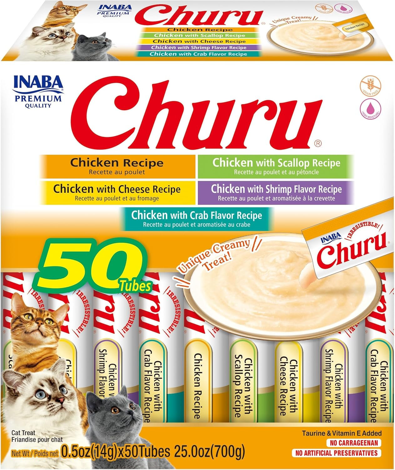 Inaba Churu Puree Lickable Cat Treats Chicken Variety Box 50 X 14G image number 4