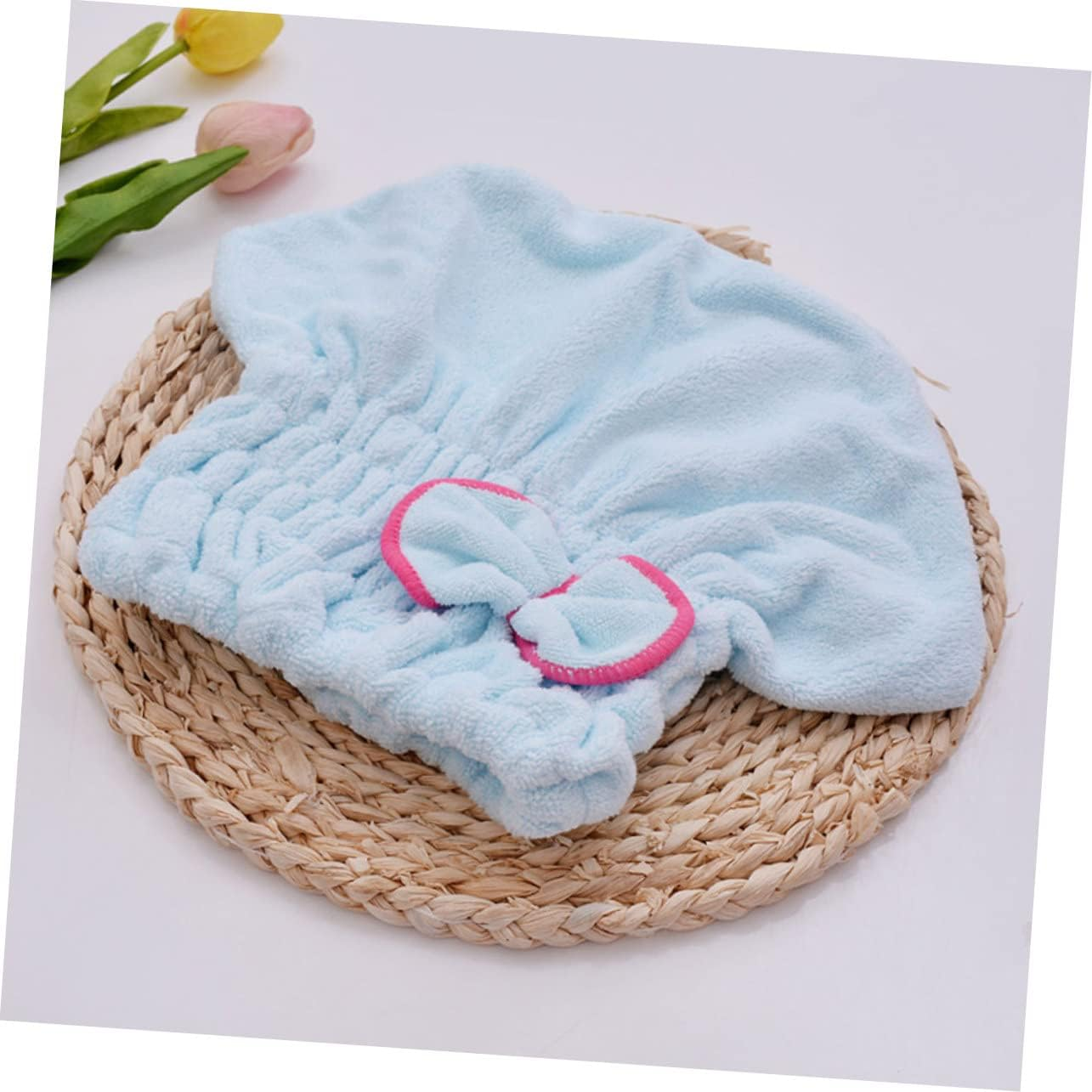 Microfiber Hair Drying Cap Fast Drying Hat Elastic for Women Butterfly Knot Design Purple