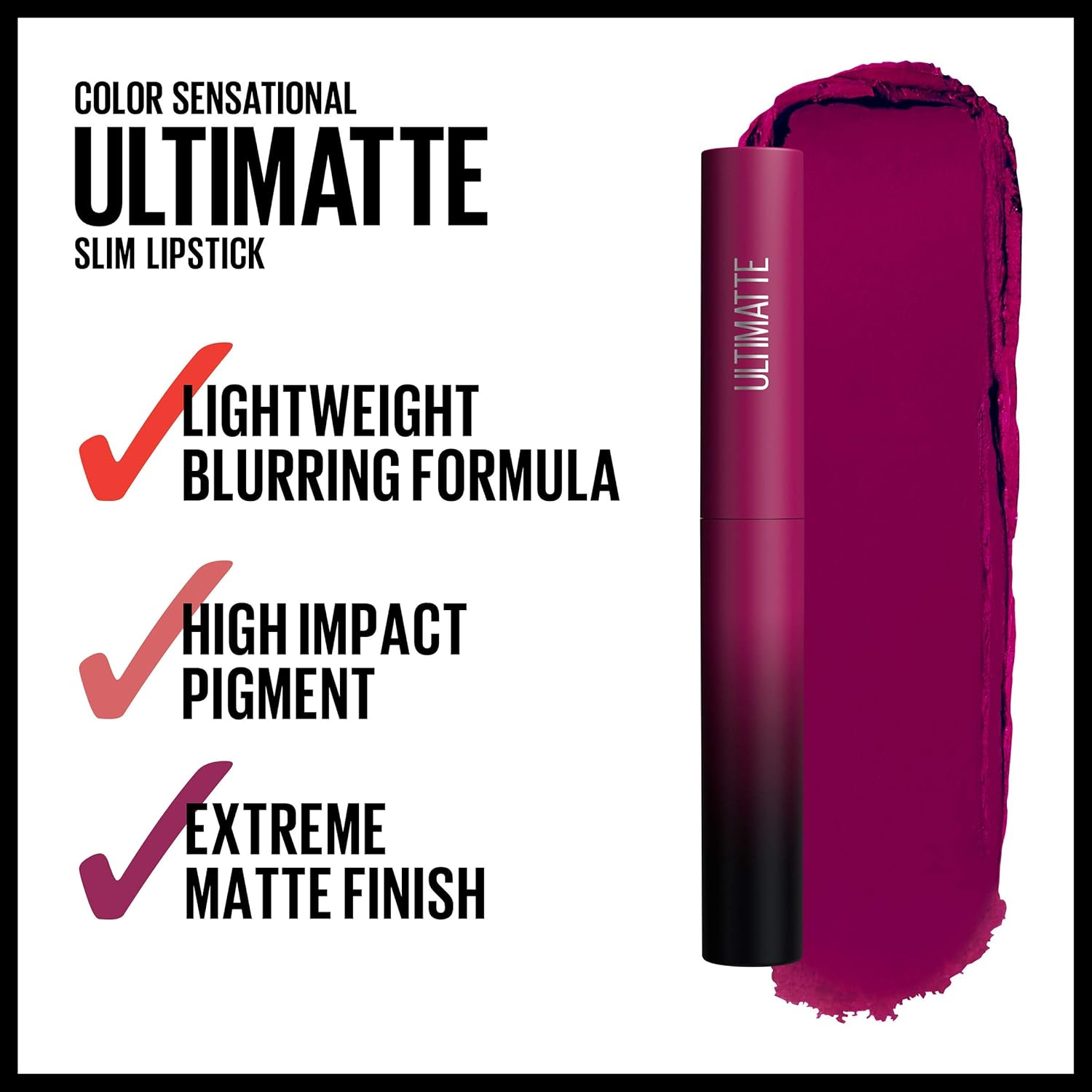 Maybelline Color Sensational Ultimatte Lipstick, Lightweight Comfortable Lip Color, Intense Color Pigment, Soft Powder, Matte Slim Lipstick, More Berry, 0.06 Oz. - 699 More Buff image number 5