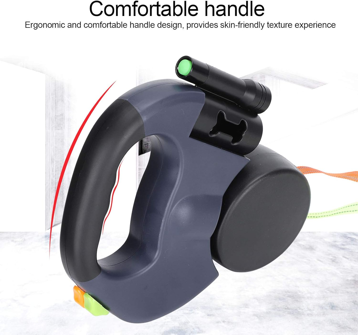 Dual Retractable Dog Leash, Double-Head Lockable Extendable Pet Leash with LED Flashlight, 9.8Ft Reflective Nylon Ribbon, 360&deg; - for Two Dogs Walking Training, up to 110 Lbs Total image number 3