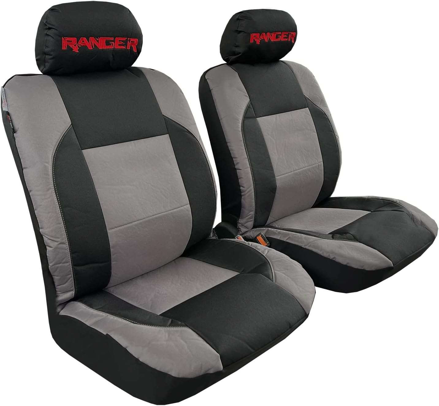 Car Seat Covers for Ford Ranger PX2 PX3 Front Set Metallic Carbon Black Mesh Heavy Duty 2006-2021 Airbag Compatible