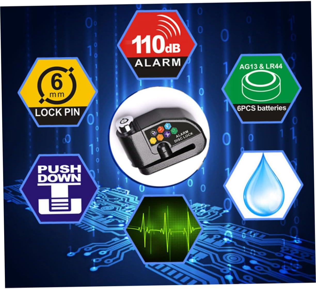 Mikinona Alarm Lock Disc Brake Lock for Motorcycle Bike Theft Alarm for Motorbike Scooter Wheel image number 4