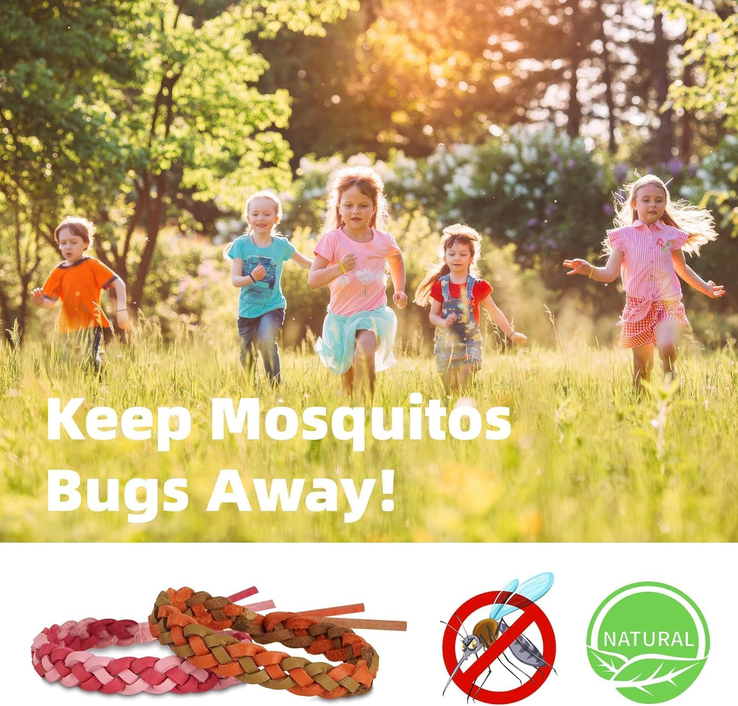 12 Pack Mosquito Repellent Bracelets, Deet-Free, Individually Wrapped PU Leather Insect & Bug Repellent Wrist Bands for Kids & Adults image number 3