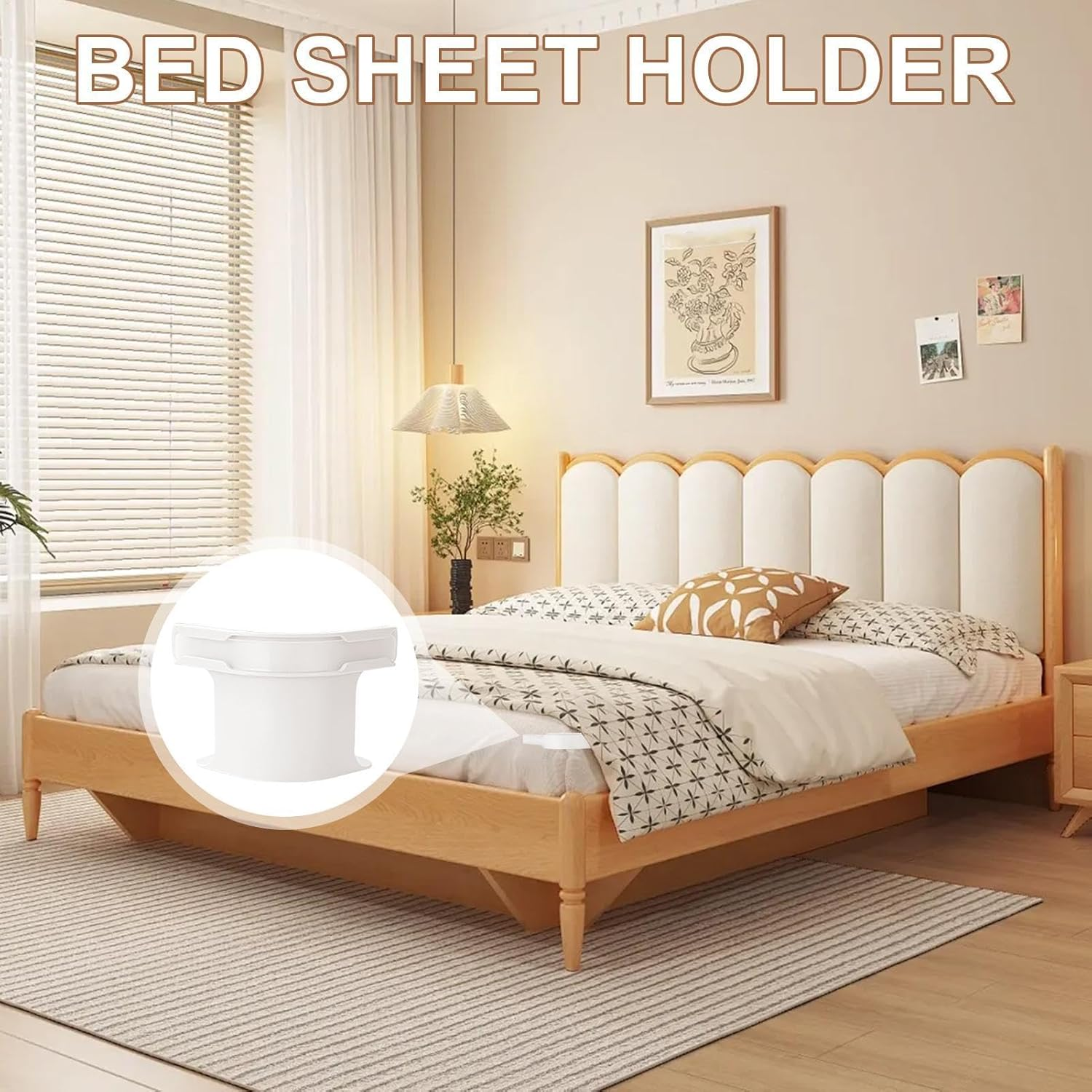 Bed Sheet Holder, Corner Sheet Strap Heavy Duty Lock Bedsheet Keeper, Removable Bed Sheet Holder, Non-Slip Bedsheet Grippers Keep in Place Bedding Accessories for All Mattress 4Pcs image number 2
