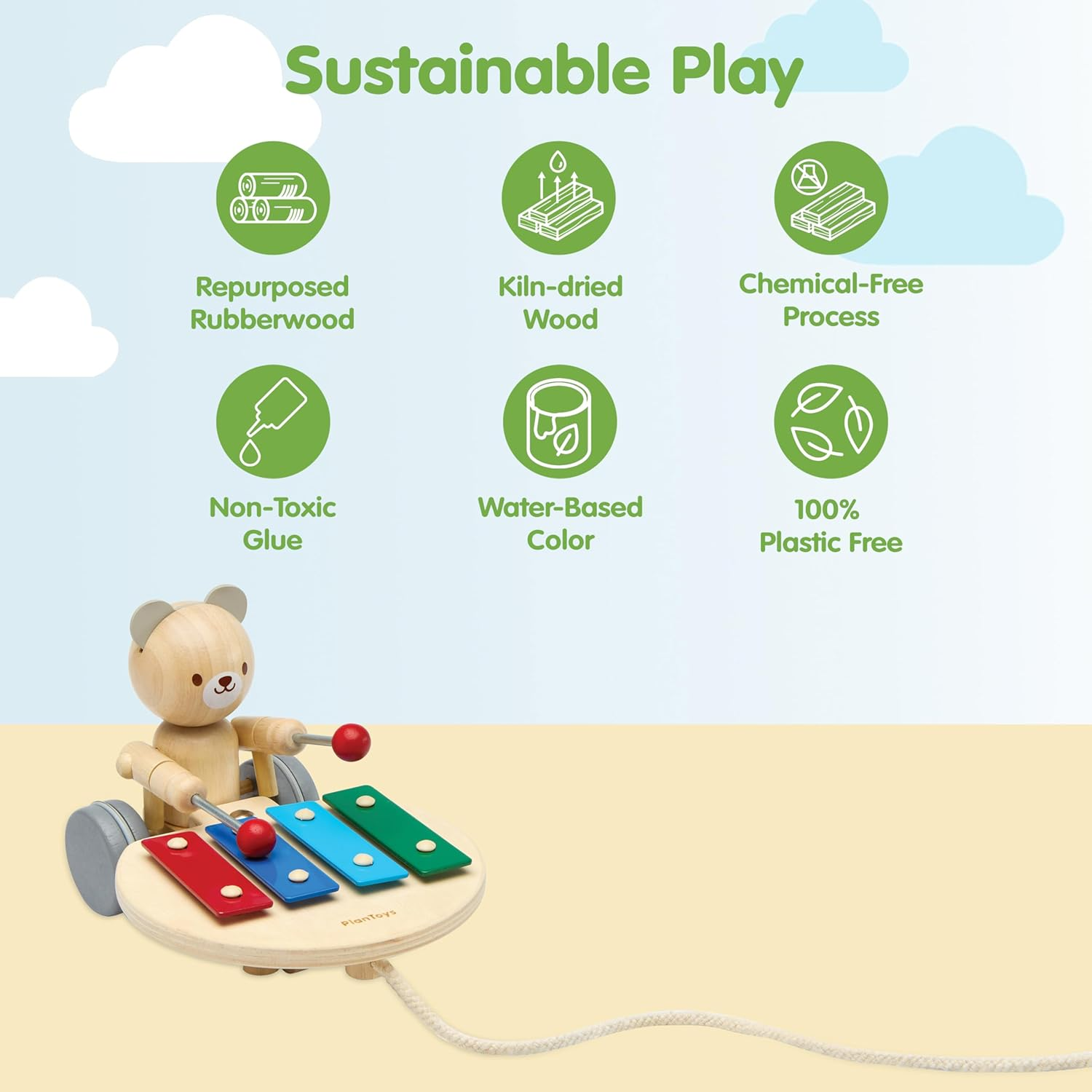 Plantoys - Pull-Along Musical Bear image number 6