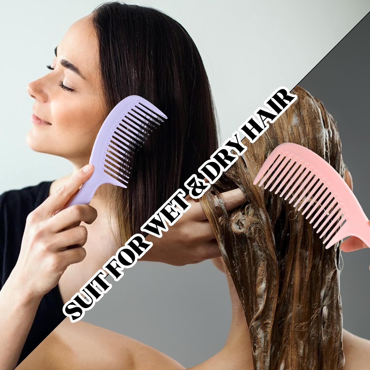 Ymapinc 2 Pcs Wide Tooth Combs for Women, Hair Comb Set for Large Hair Detangler Comb for Curly, Straight,Thick Long Detangling Hair with Hole for Wet and Dry Hair image number 5