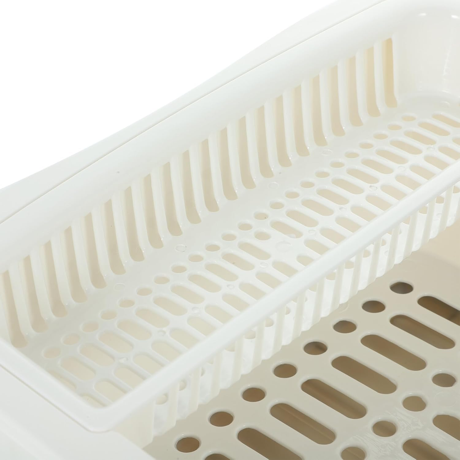 COHEALI Lid Kitchen Tableware Organizer with Ventilated Dish Drying Rack Removable Drip Tray Portable Medium-Sized PP Utensil Holder for Bowls Plates Forks and Spoons Storage image number 1