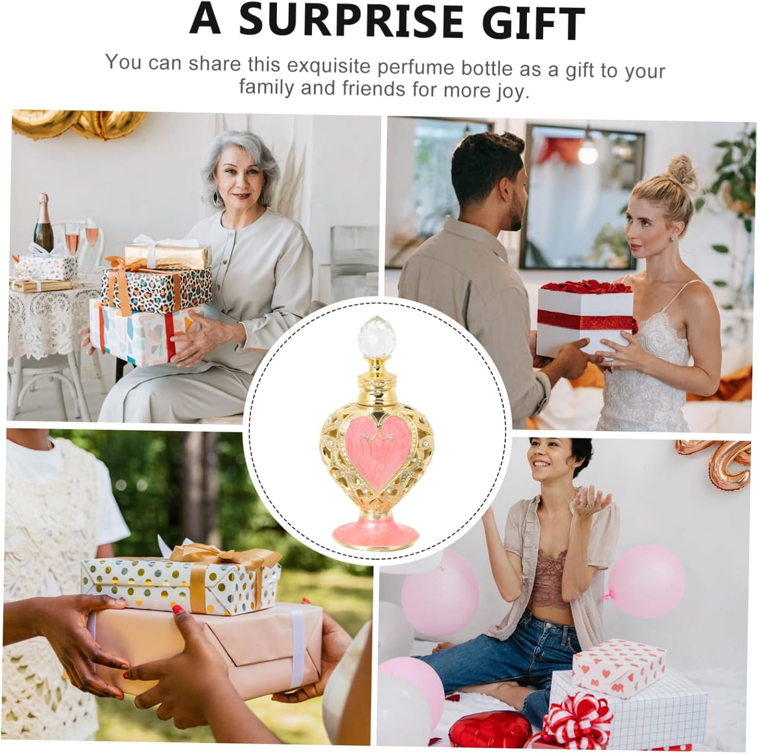 Alipis Empty Perfume Bottle Arabian Style Heart-Shaped Glass Aromatherapy Bottle with Romantic Essence for Home D&eacute;cor and Fragrance Storage image number 6