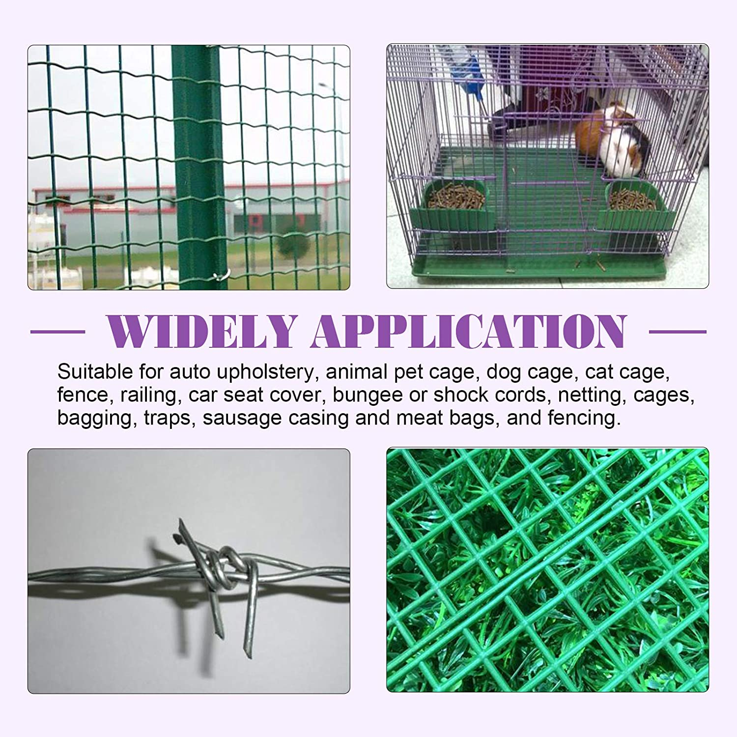 Swpeet 900Pcs 3/4" 1/2" 3/8" Galvanized Hog Rings with Straight Hog Ring Pliers Assortment Kit, Professional Upholstery Hog Rings Installation Kit for Bungee Shock, Cords, Animal Pet Cages, Bagging image number 5