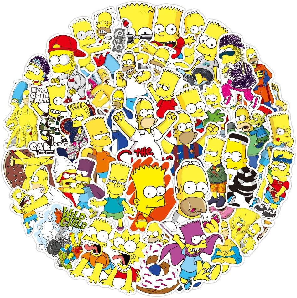 For the Simpsons Stickers,100Pcs Family Graffiti Vinyl Waterproof Decals for Water Bottles Computer Bicycle Skateboard Luggage Phone Pad Laptop Kids Teens Stickers Pack image number 3