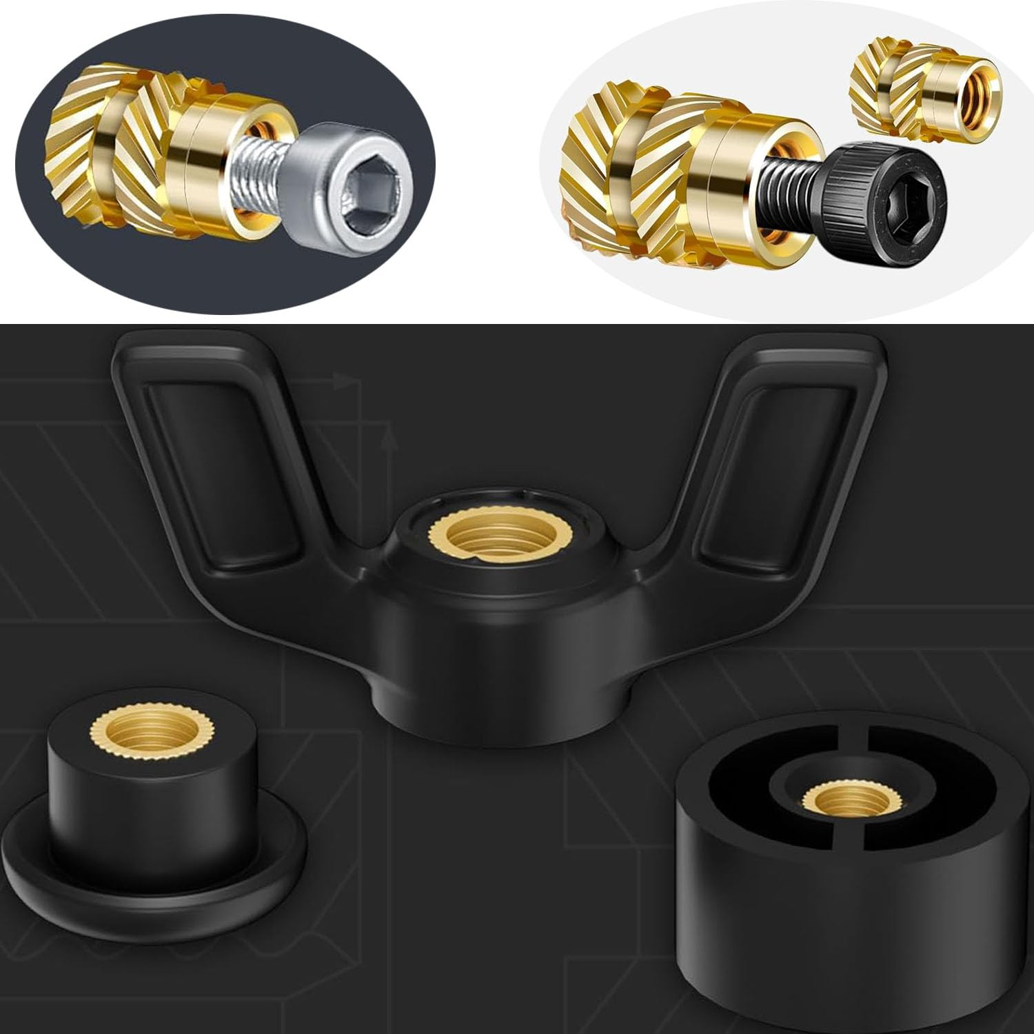 Paifeancodill Brass Thread Plug Kit - 300PCS 15 Sizes M2-M6 - Heating Kit for Plastic Parts - Public Rock Thread Plug-In image number 6