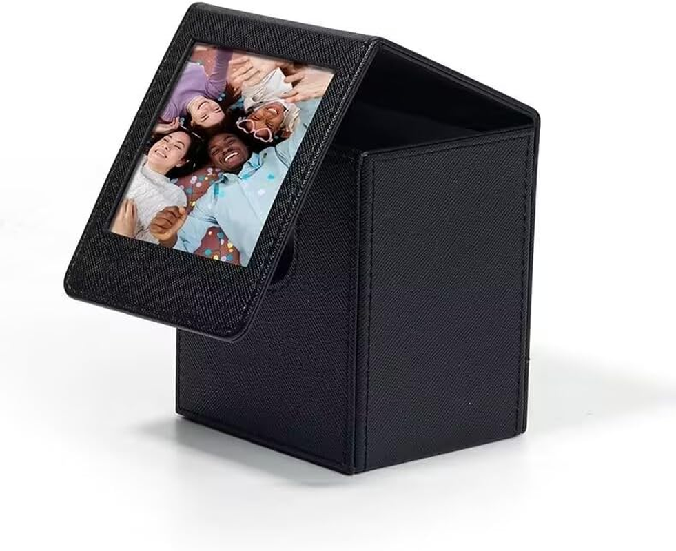 TYUANDOUER 50 Films Square Picture Holder Storage Case Frame for Fujifilm Instax Square Link SQ40 SQ20 SQ10 SQ6 SQ1 SP-3 Instant Camera, PU Leather Photo Storage Box for Fuji Square SQ Film - Black - Black image number 5