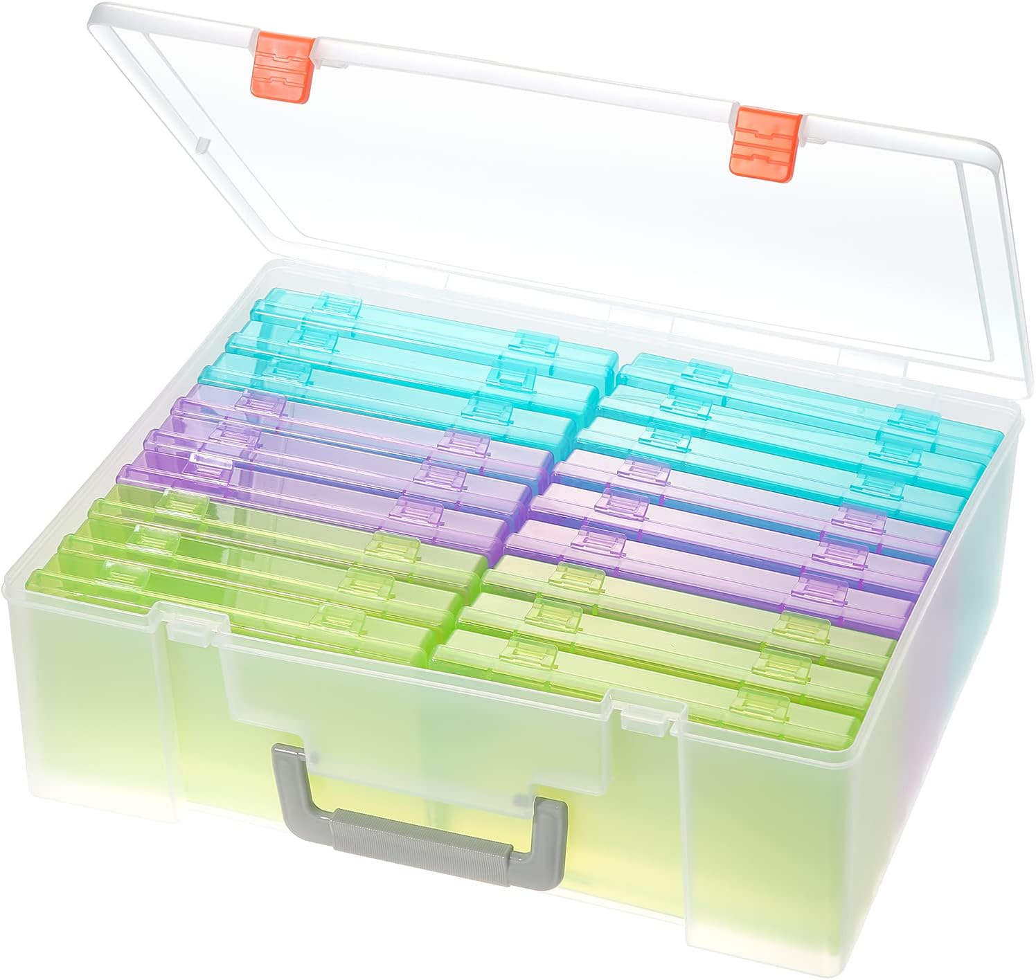 Photo Storage Box 4X6, 18 Inner Extra Large Organizer Acid-Free Photo Keeper Storage Case, Plastic Craft Storage Box for Stickers Stamps Seeds (Clear, 18 Boxes)