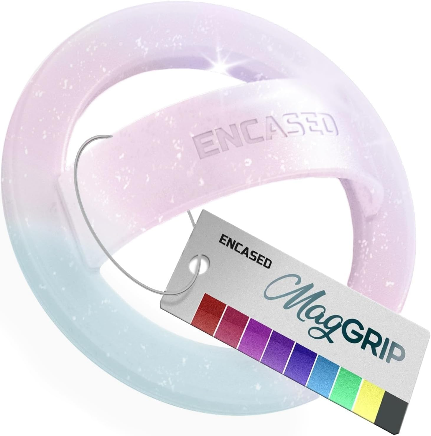 Encased Magnetic Phone Grip Holder (Compatible with Magsafe) Sparkle Silicone Finger Loop Ring for Iphone (Gradient Dream) image number 4