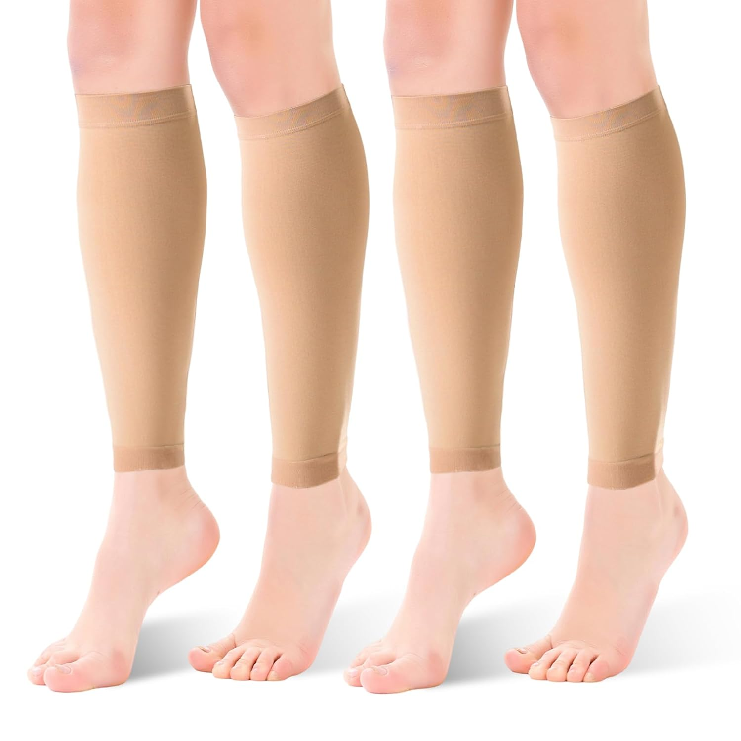 2 Pairs Calf Compression Sleeve Men Women, 20-30 Mmhg Calf Compression Socks for Women, Footless Compression Socks for Travel Flight