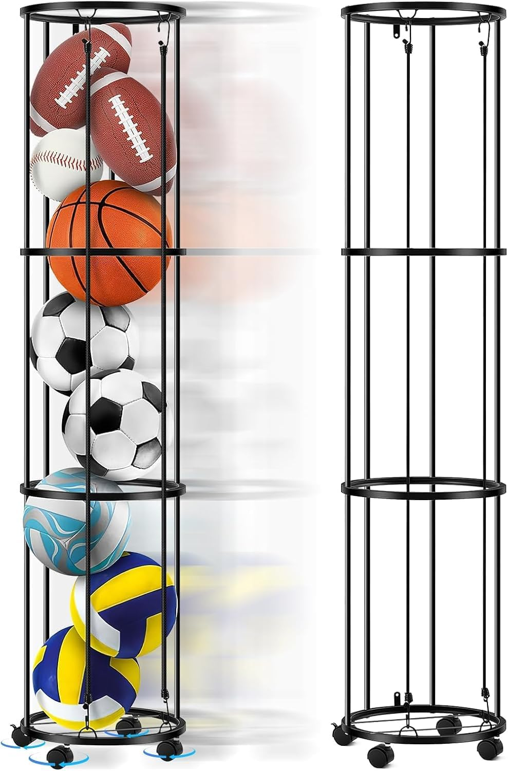 Columnar Vertical Ball Storage Rack, Football Stand, Ball Storage Garage, Ball Holder, Sports Equipment Storage for Garage, Basketball Organizer Rack, Toy/Sports Gear Storage Indoor image number 3