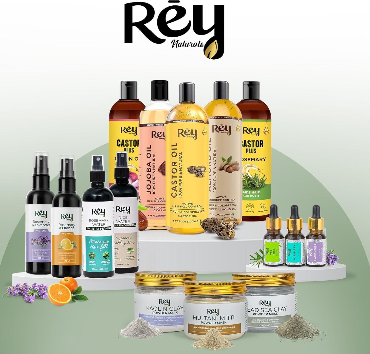 Rey Naturals&reg; Cold-Pressed, 100% Pure Castor Oil & Coconut Oil Combo - Moisturizing & Healing, for Skin, Hair Care, Eyelashes (200 Ml + 200 Ml) image number 6