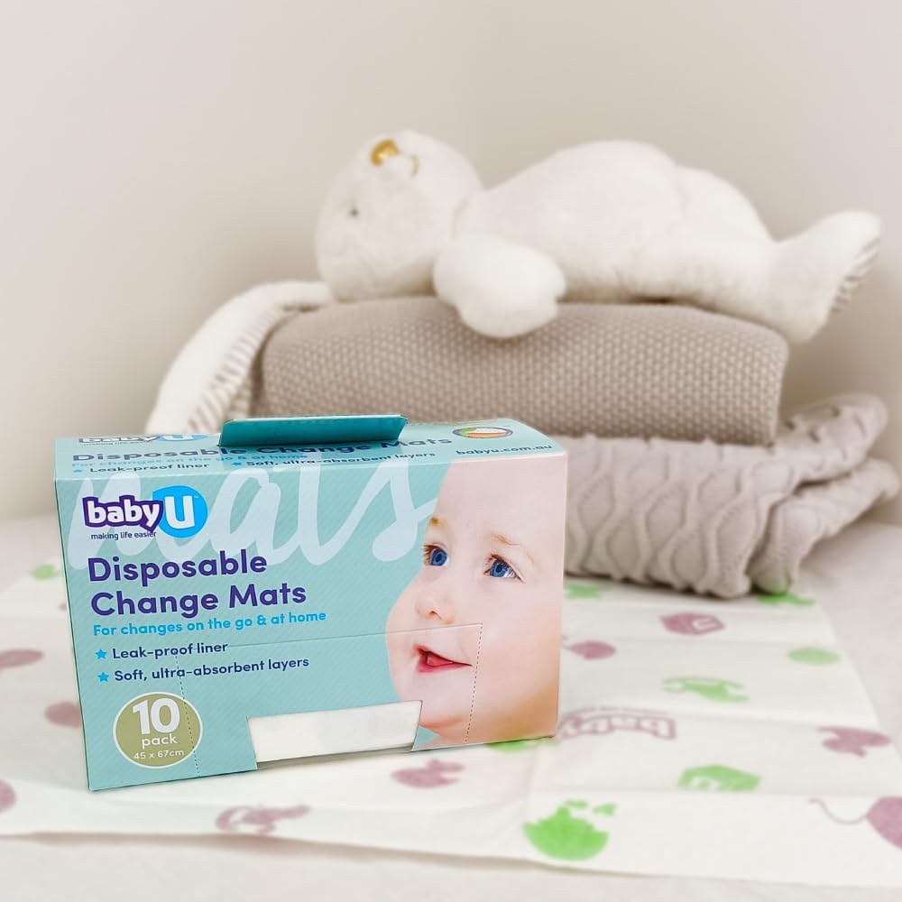 Babyu Nappy Change Essentials Bundle 3 - Dry Wipes, Scented Nappy Bags, Disposable Change Mats