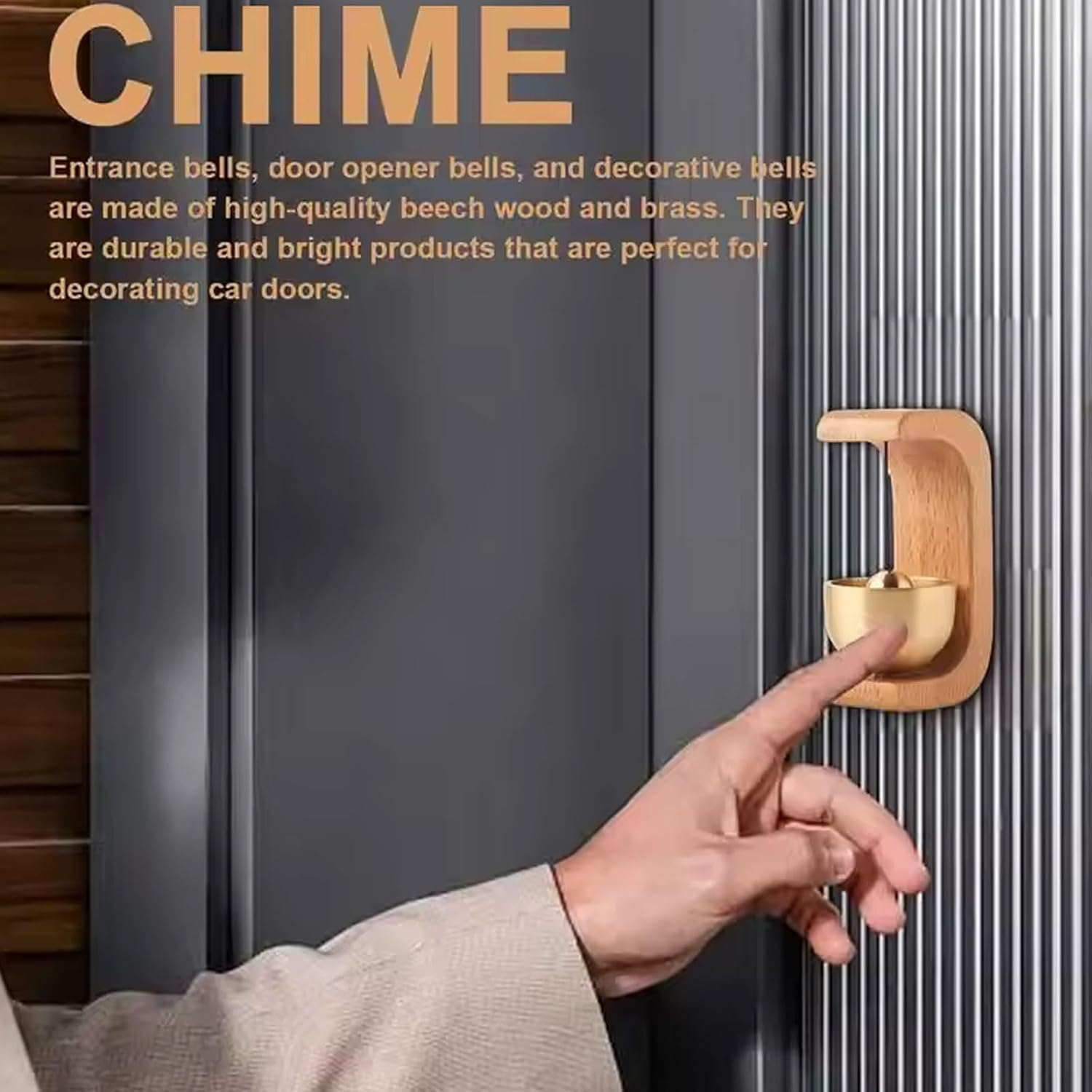 MYTOAU Shopkeepers Bell for Door Opening, Retro Magnetic Doorbell Cute Door Chime Wooden C-Shaped Doorbell Compact Wood Style Bass Reminder Widely Used for Cafe Front Door Pet Door Store Home Garden image number 2