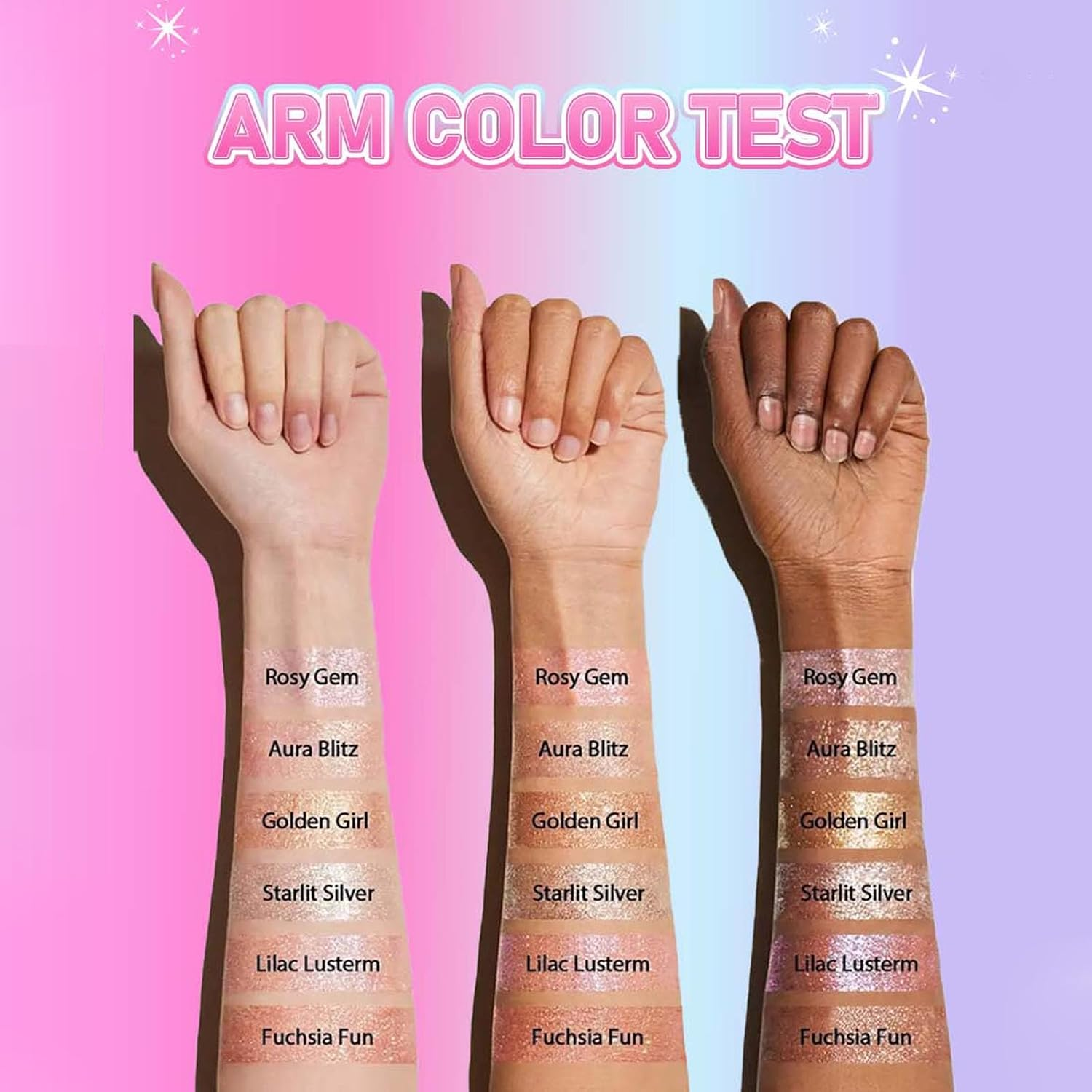 Glitter Crystal Jelly Glaze Stick - Long Lasting Shimmer Eyeshadow & Eyeliner Pencil, Waterproof & Smudge Proof, Easy to Blend for Natural or Glam Makeup Looks (05#GOLDEN GIRL+06#FUCHSIA FUN) image number 3